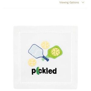 NWT August Morgan PICKLED Cocktail Napkins, Set of 4. Pickleball Gift.